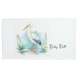 Customizable Stork Nursery set Baby doll Pillow Case