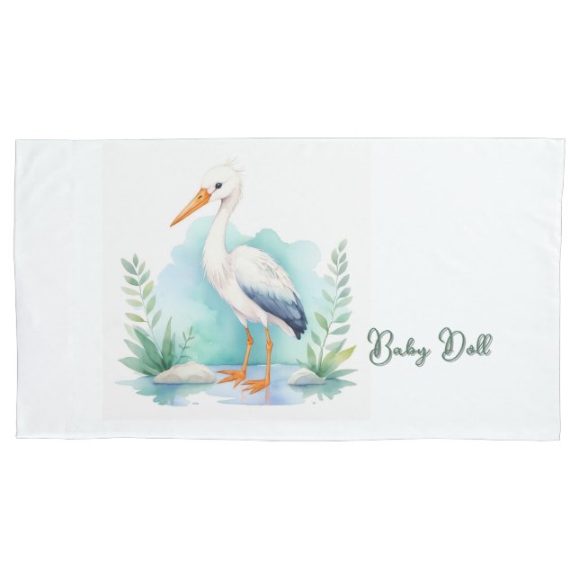 Customizable Stork Nursery set Baby doll Pillow Case (Front)