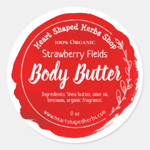 Customizable Strawberry Body Butter Label Handmade