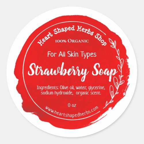 Customizable Strawberry Soap Label Handmade
