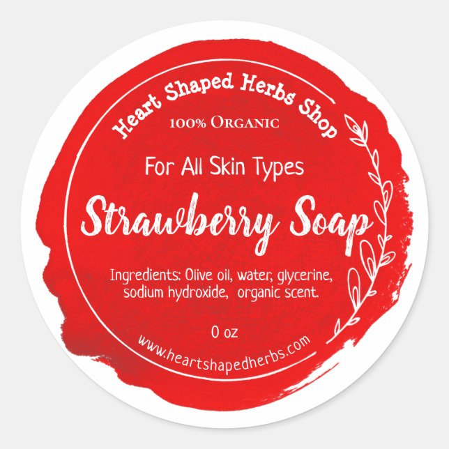Customizable Strawberry Soap Label Handmade (Front)