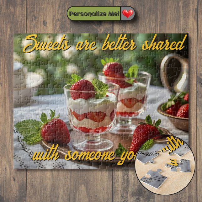Customizable Strawberry Sweets Motivational Jigsaw Puzzle (Customizable Strawberry Sweets Motivational Jigsaw Puzzle)
