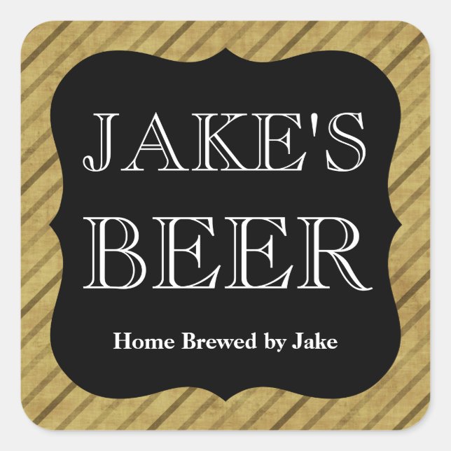 Customizable Striped Beer Bottle Label (Front)