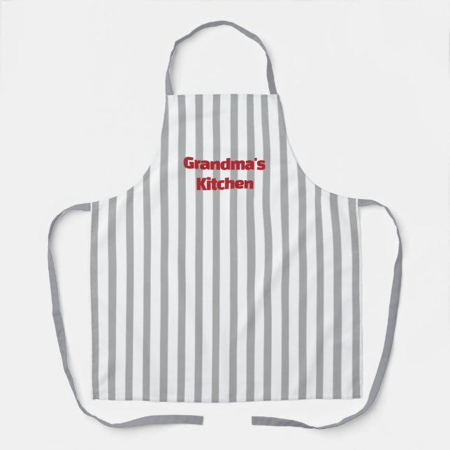 Customizable Striped Kitchen Apron Grandma Kitchen (Front)