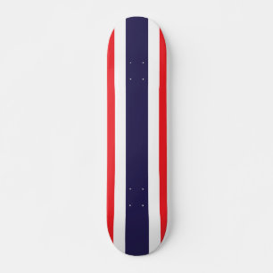 Customizable Striped Red, White, and Blue Skateboard