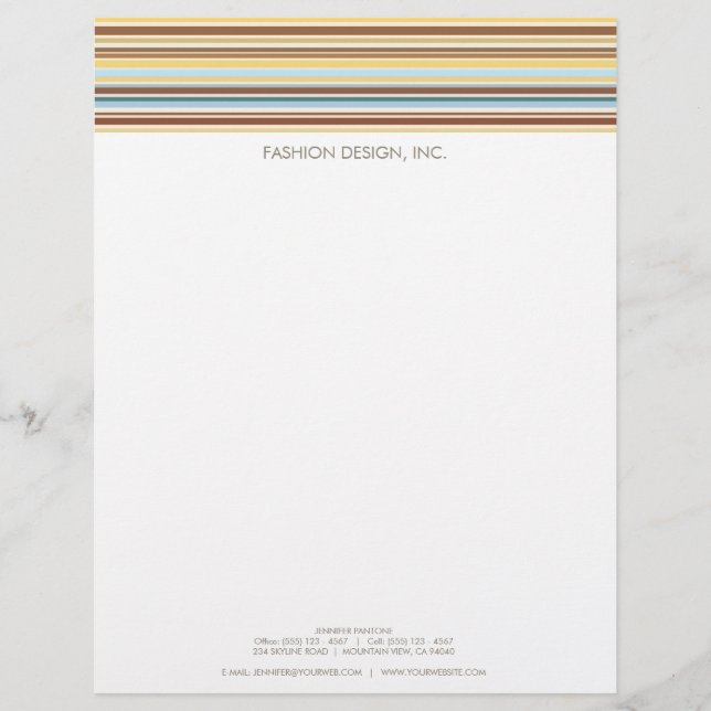 Customizable Stripes Pattern Retro Letterhead (Front)