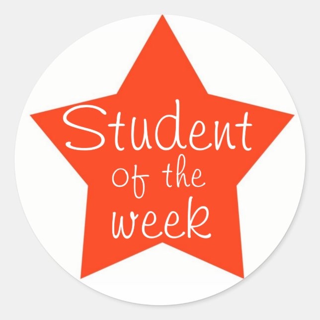 Customizable Student Of The Week Classic Round Sticker (Front)