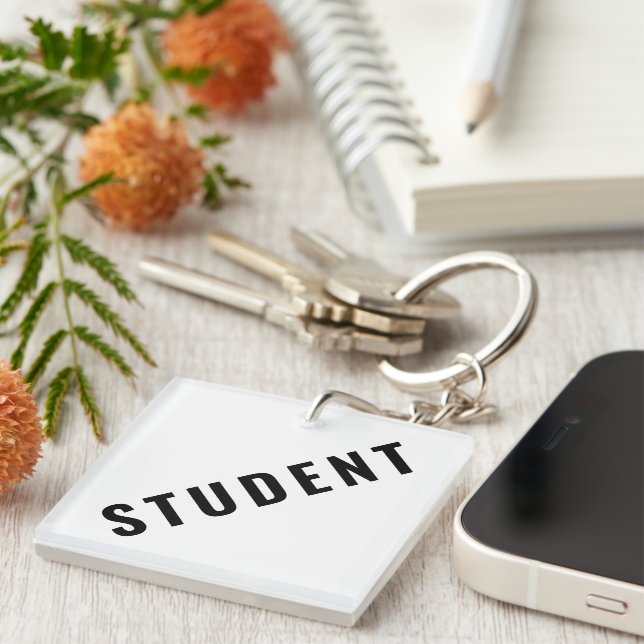 Customizable STUDENT Text Statement Keychain (Front Right)