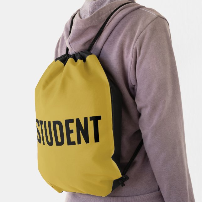 Customizable STUDENT Text Statement M Gold Drawstring Bag (Insitu)