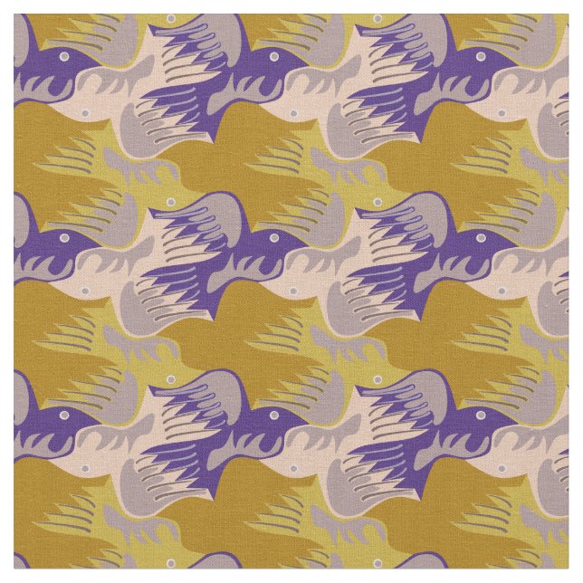 Customizable Stylized Birds Tesselation Fabric (Close Up)
