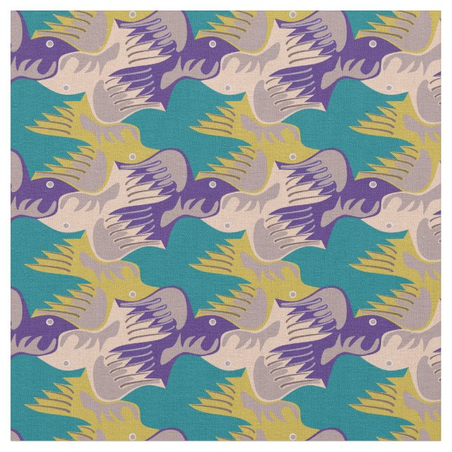 Customizable Stylized Birds Tesselation Fabric (Close Up)