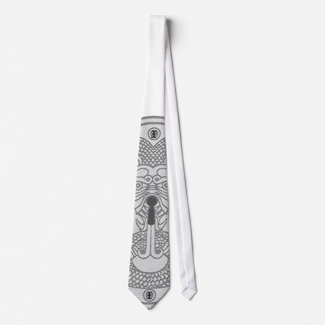 Customizable Stylized Dragon Tie with monogram (Front)