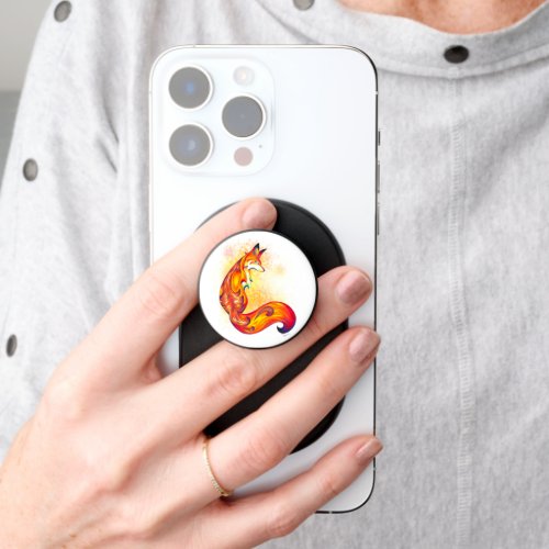 Customizable Stylized Red Fox Chic Minimal White  PopSocket