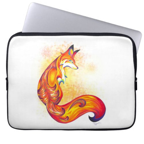 Customizable Stylized Red Fox Minimal Clean White Laptop Sleeve