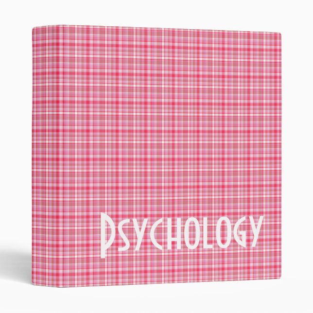 Customizable Subject Pink and Red Plaid Pattern Binder (Front/Spine)
