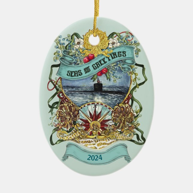 Customizable Submarine Christmas Ornament (Front)