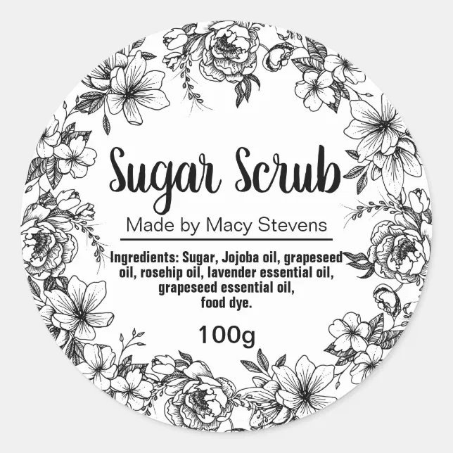 Customizable Sugar Scrub Label Zazzle 8296