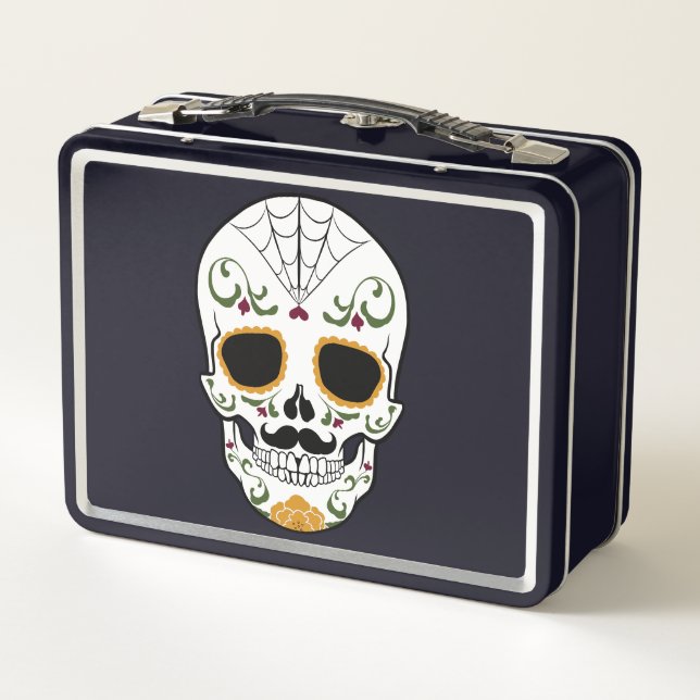 Customizable Sugar Skull Metal Lunch Box (Back)