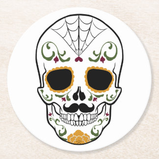 Customizable Sugar Skull Round Paper Coaster
