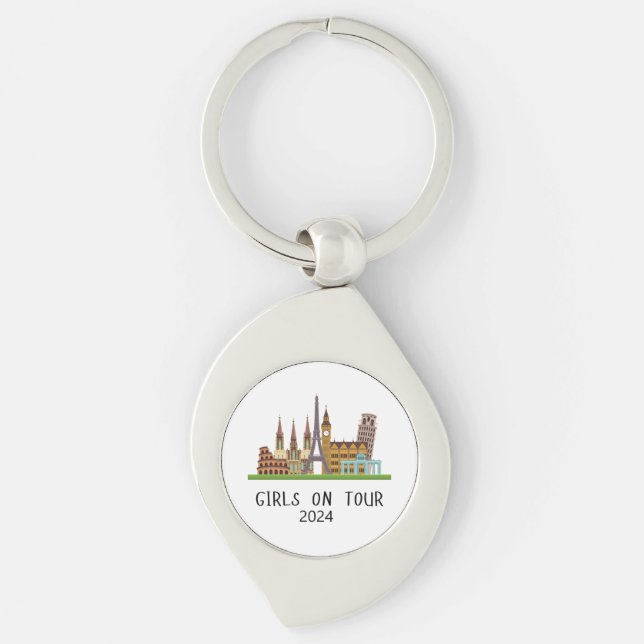 CUSTOMIZABLE SUMMER EUROPE VACATION GIRLS ON TOUR KEYCHAIN (Front)