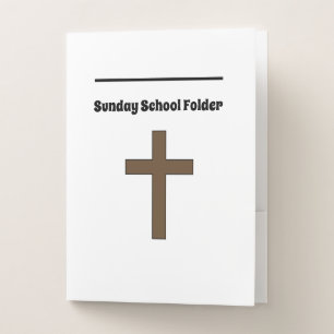 Customizable Sunday School Cross Pocket Folder