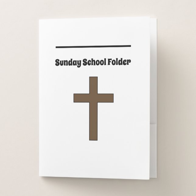 Customizable Sunday School Cross Pocket Folder (Front)