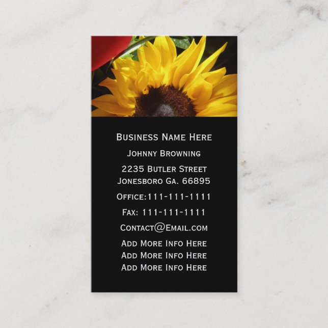 Customizable Sunflower Business Card (Front)