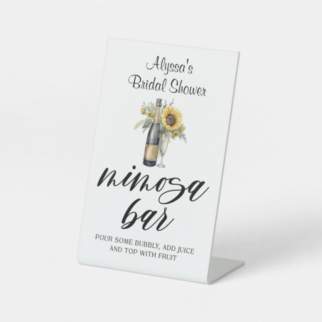 Customizable Sunflower & Champagne Mimosa Bar Sign (Front)