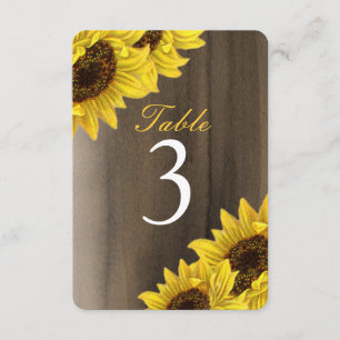 Customizable Sunflower Table Number Cards