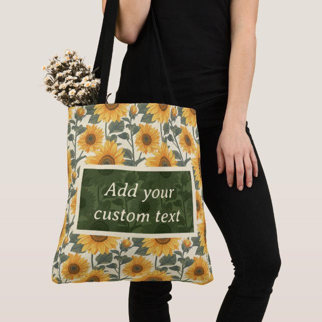 Customizable Sunflower Tote Bag (Close Up)