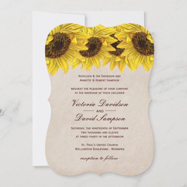 Customizable Sunflower Wedding Invitation (Front)