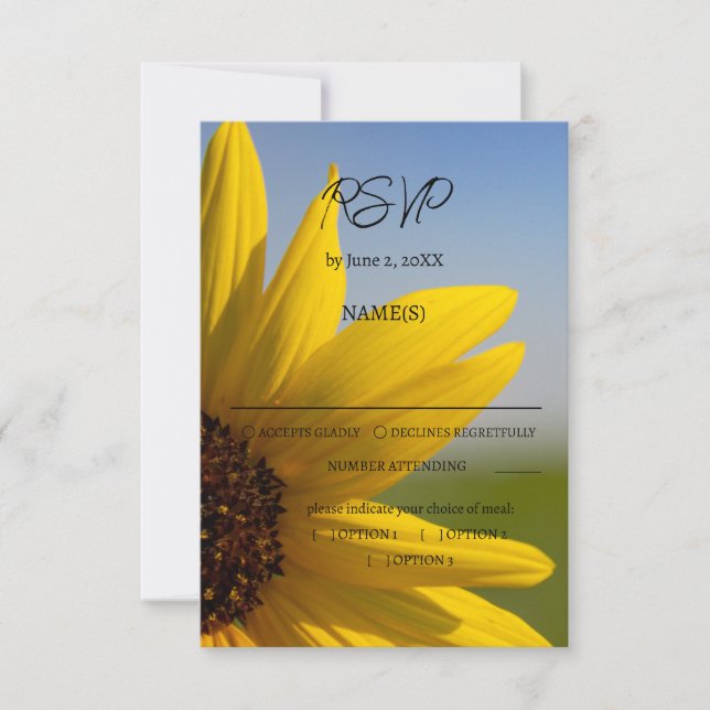 Customizable Sunflower Wedding RSVP Cards (Front)