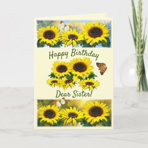 Customizable Sunny Sunflower Christian Birthday Holiday Card