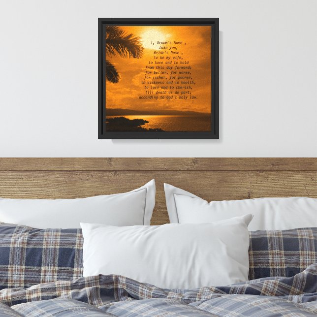 Customizable Sunset Wedding Vows  Canvas Print (Insitu(Bedroom))