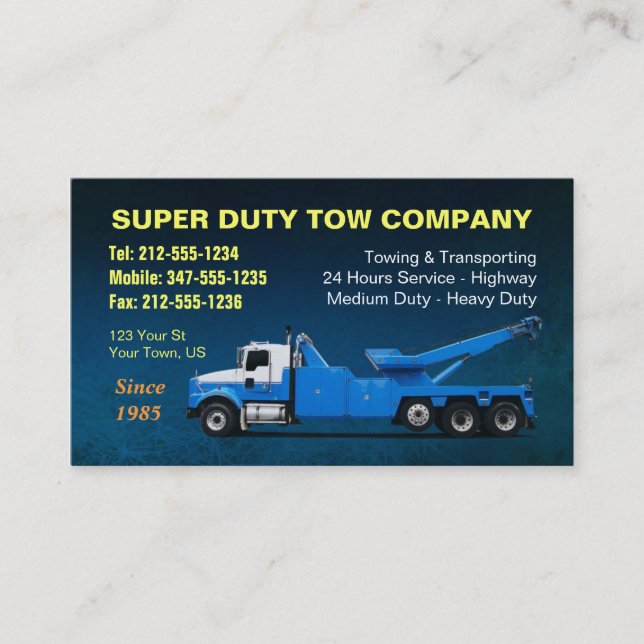CUSTOMIZABLE Super Duty Towing BC Business Card (Front)