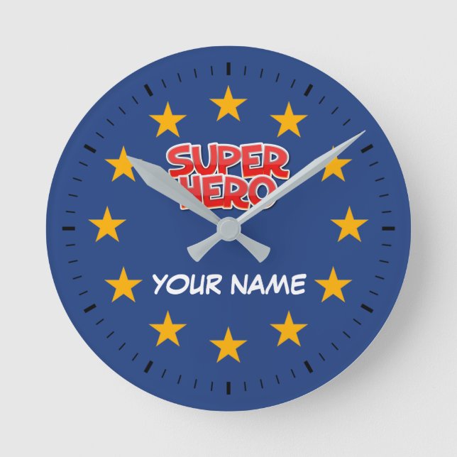 Customizable Super Hero Round Clock (Front)