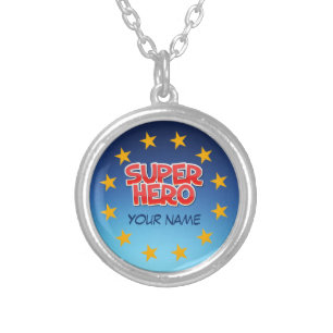 Customizable super hero silver plated necklace