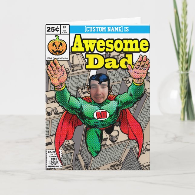 Customizable Superhero Comic Birthday Card (Front)