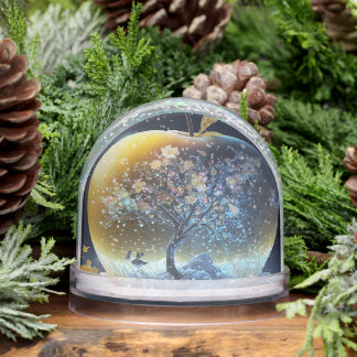 Customizable Surreal Apple Blossoms Tree Snow Globe