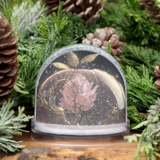 Customizable Surreal Pink Crystal Tree Snow Globe