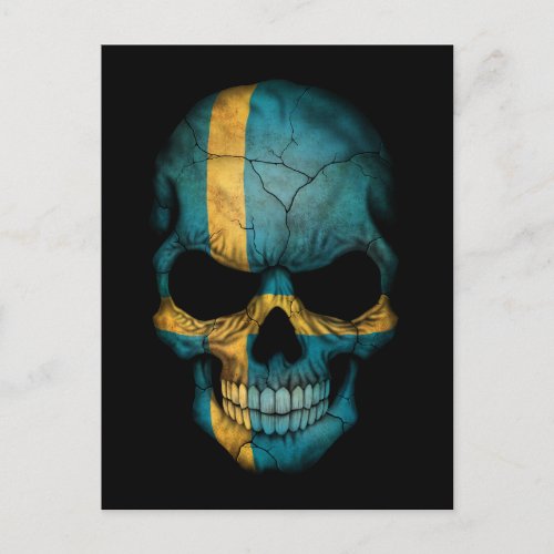 Customizable Swedish Flag Skull Postcard
