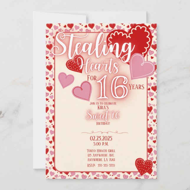 Customizable Sweet 16 Birthday Party Invitation  (Front)