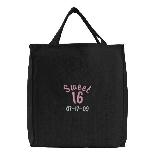 Customizable Sweet 16 Embroidered Tote Bag (Front)