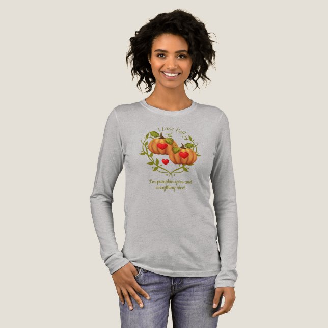 Customizable Sweet I Love Fall Pumpkin Shirt (Full Front)