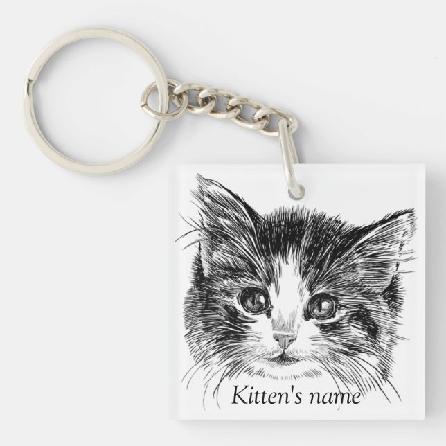 Customizable Sweet little Kitten Keychain (Front)