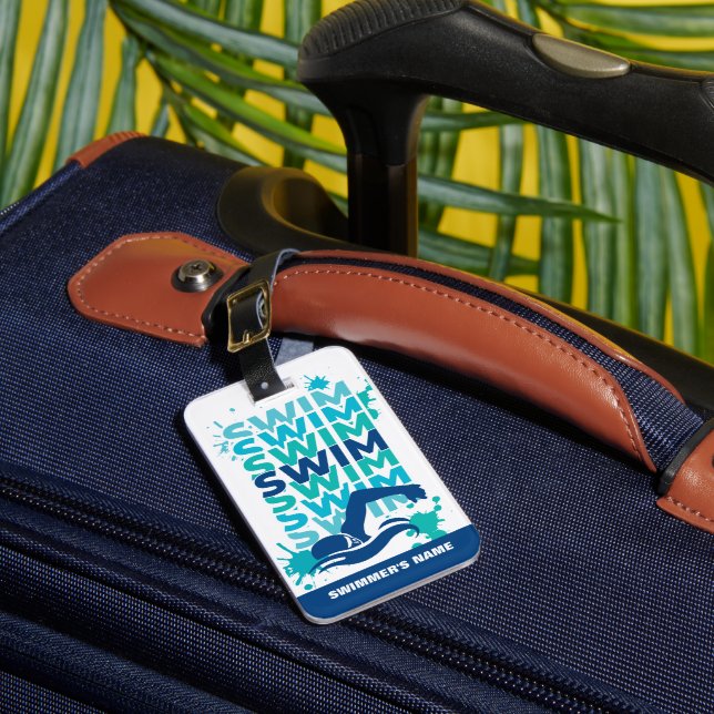 CUSTOMIZABLE Swim Athlete's Bag Tag (Front Insitu 1)