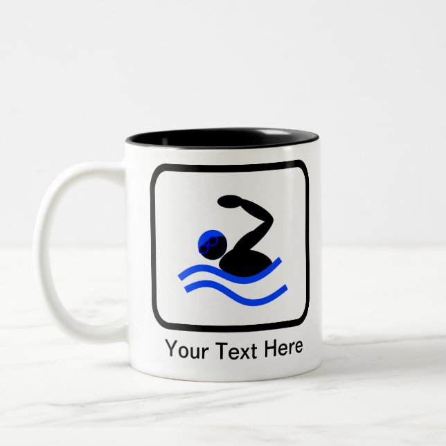 Customizable Swimmer Logo Two-Tone Coffee Mug (Left)
