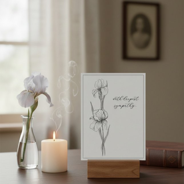 Customizable Sympathy Card with Hand-Drawn Iris  (Creator Uploaded)