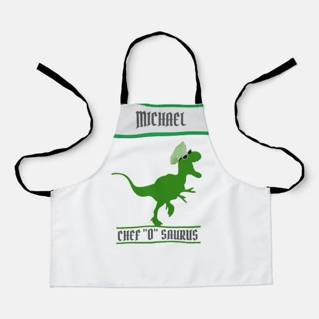 Customizable T-Rex Junior Chef Personalized Kids  Apron (Front)