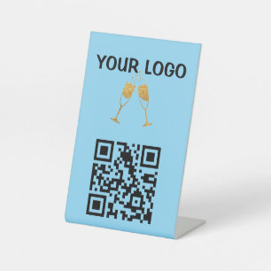 CUSTOMIZABLE TABLE QR CODE STAND FOR RESTAURANTS  PEDESTAL SIGN